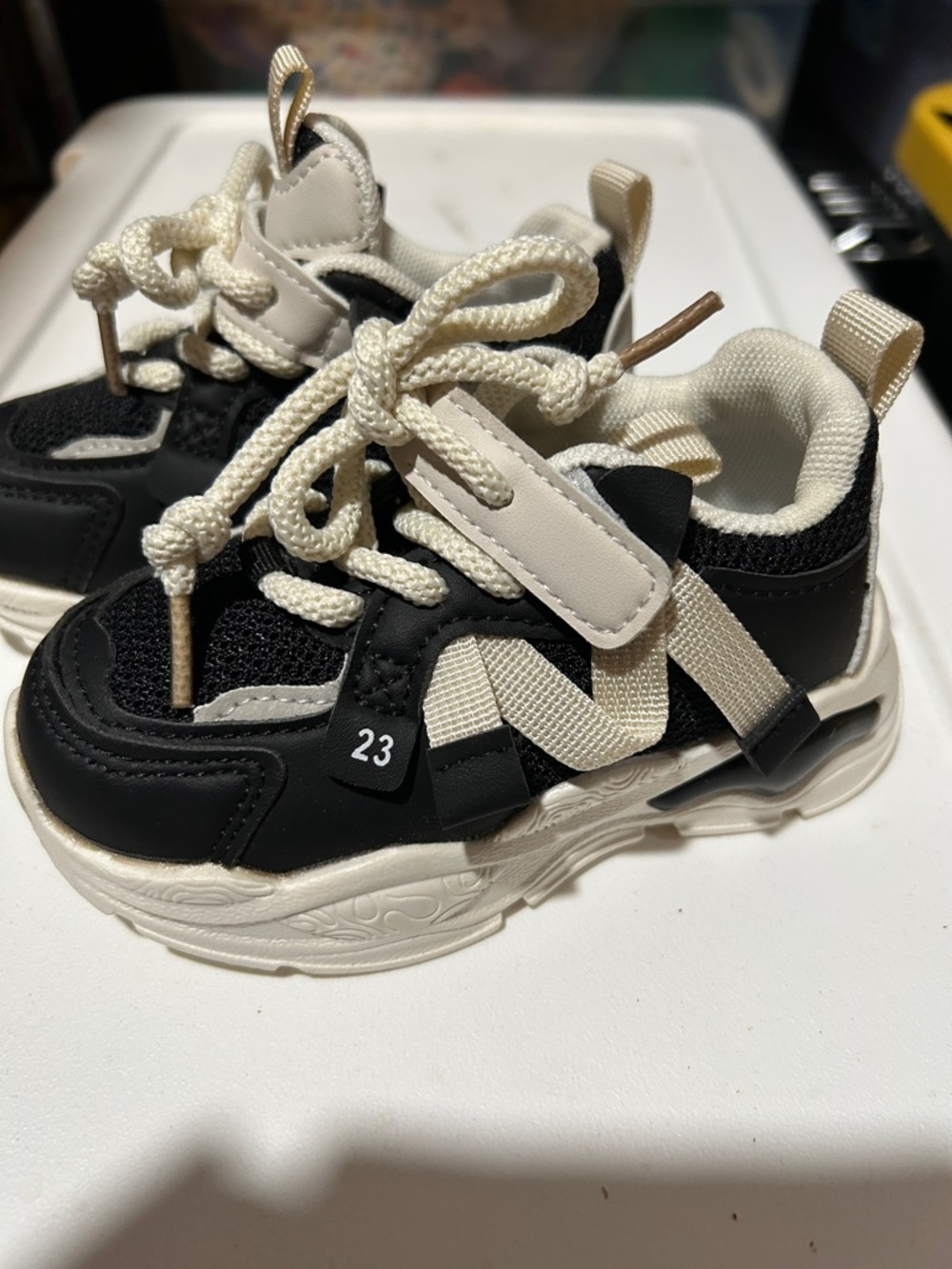 Kids Black and Cream Chunky Athletic Sneakers
